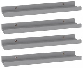 4 db szürke fali polc 40 x 9 x 3 cm
