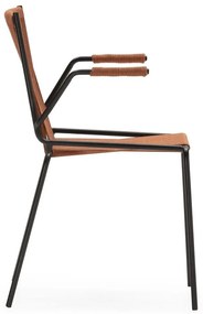 Terrakotta színű fém karfás-rakásolható étkezőszék szett 2 db-os Emily – Marckeric