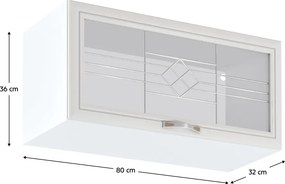 Felsőszekrény G80KS üveggel, fehér/sosna Andersen, SICILIA