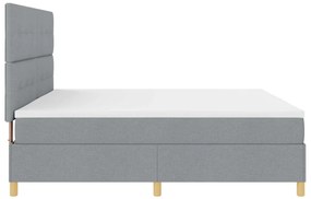 vidaXL Boxspring Ágy Mattal és LED Fénnyel Világosszürke 200x200 cm Szövet