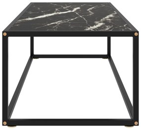 Fekete dohányzóasztal fekete márvány mintás üveggel 120x50x35cm