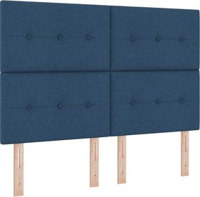 vidaXL Boxrugós ágy matracmal leddel Kék 160 x 200 cm szövet
