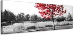 Vászonkép Szürke Piros levelek Kontraszt 120x40 cm