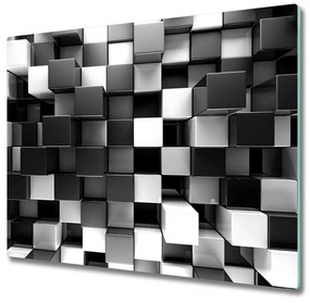 Üveg vágódeszka absztrakció kocka 60x52 cm