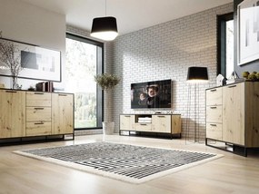 TV asztal/szekrény Bruck (artisan tölgy + fekete). 1091811