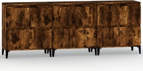 vidaXL 3 db füstös tölgy színű szerelt fa tálalószekrény 60x35x70 cm