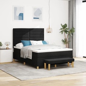 Box Spring Ágy Matraccal & Pad Fekete 140x200 cm Szövet
