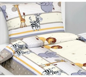 Bellatex Gyermek pamut ágynemű Junior Safari bézs, 140 x 200, 70 x 90 cm