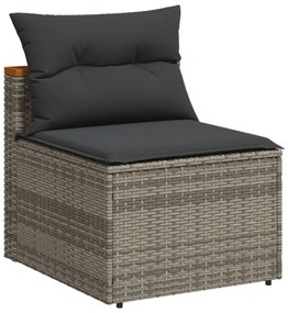 vidaXL 5 részes szürke polyrattan akácfa kerti ülőgarnitúra párnákkal