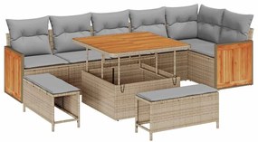 vidaXL Kerti Kanapé Szett párnával 9 pcs Beige és Világosszürke