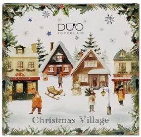 Karácsonyi porcelán desszertes tányér 2 db-os díszdobozban Christmas Village