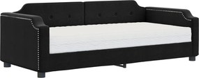 vidaXL fekete szövet kanapéágy matraccal 90 x 200 cm