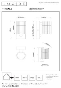Lucide 11839/01/30 - Ven fali lámpatest TIMBALA érzékelővel 1xGU10/7W/230V IP44