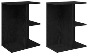 éjjeliszekrények 2 db fekete tölgy 46,5x29x61 cm gépelt fa