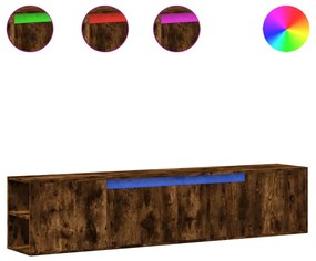 füstös tölgy színű fali TV-szekrény LED-del 180 x 31 x 39,5 cm