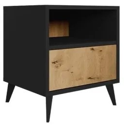 Éjjeliszekrény OVESSI 52x47 cm fekete/tölgy artisan