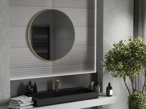Mexen Loft, kerek fürdőszobai tükör 80 cm, keret színe arany fényes, 9850-080-080-000-50