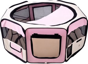 PawHut összecsukható karám kutyáknak és macskáknak — hordozható nyolcszögletű kisállat-karám, vízlepergető 600D Oxford, 2 cipzáras ajtó, beltéri/külté