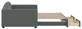 sötétszürke kihúzható szövet heverő fiókkal 100 x 200 cm
