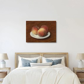 Üveg kép - Henri Fantin-Latour, Three Peaches on a Plate, reprodukciók (70x50 cm)
