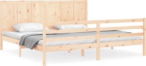 vidaXL tömör fa ágykeret fejtámlával 200 x 200 cm