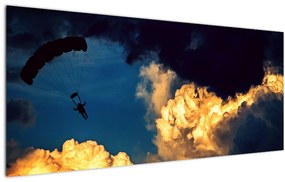 Ejtőernyős a felhőkben képe (120x50 cm)