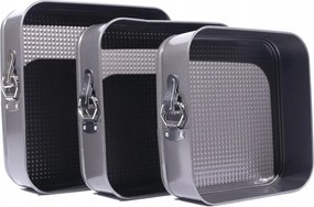 szögletes fém tortaforma tapadásmentes tálcával 3 részes