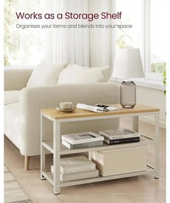 2 polcos Cipőtartós pad, 30 x 73 x 45 cm tölgy bézs és klasszikus fehér