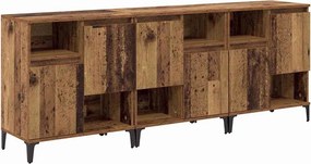 vidaXL Oldalszekrények 3 pcs Öreg fa 60 x 35 x 70 cm Faanyag