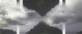 Kép - Hegyek Izlandon, geometrikus kollázs (120x50 cm)