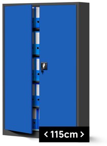 Fém iratszekrény JAN II, 1150 x 185 x 400 mm, antracit-kék