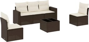 vidaXL 6 részes barna polyrattan kerti ülőgarnitúra párnával