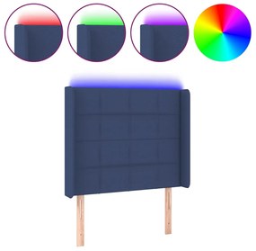 kék szövet LED-es fejtámla 103x16x118/128 cm