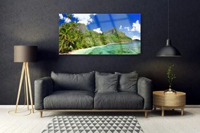 Modern üvegkép Beach Hegyi táj 100x50 cm