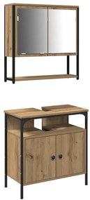 2 Darabos Fürdőszobai Bútor Szett Mesteri Tölgy Engineered Wood