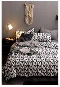Fehér-szürke kétszemélyes-hosszabbított pamut ágyneműhuzat lepedővel 200x220 cm – Mila Home