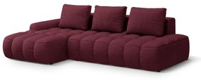 Borvörös kinyitható-tárolóhelyes sarokkanapé (bal oldali-heverő résszel) Linz – Cosmopolitan Design