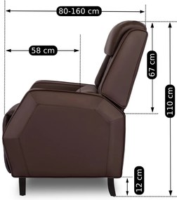Elegáns Dönthető Relaxfotel Barna Eco-bőr Kárpittal. VIPER