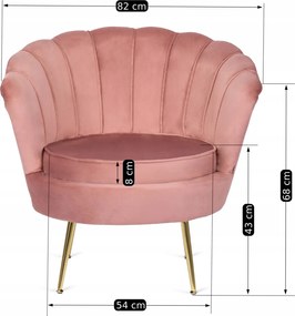 Fotel ANGEL Różowy Welurowy