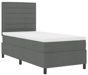 Rugós ágy matraccal és LED világítással, sötétszürke, 90 x 190 cm, szövet