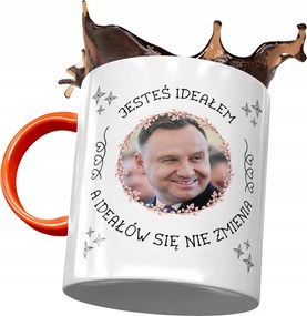 Narancssárga bögre Andrzej Duda PiS Ajándék Nyomtatott Fotóval