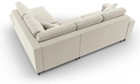 Bézs bársony kinyitható tárolóhelyes sarokkanapé (jobb oldali-L alakú) Kyoto – Cosmopolitan Design