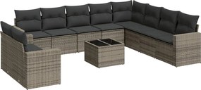 vidaXL 11 részes szürke polyrattan kerti ülőgarnitúra párnákkal
