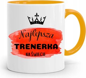 Edzőnőnek Edzőterem Bögre Sárga Ajándék fényképes nyomtatással