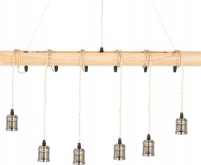 Loft Függesztett Mennyezeti Lámpa 6 Pontos E27 Fa Gerenda