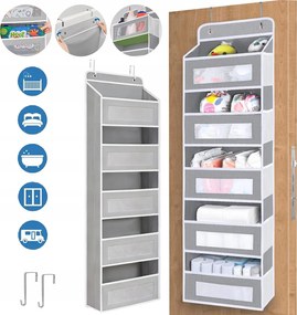 Ajtóra Akasztható Rendszerező Ruhatartó Polc Játék Akcesoria 5POLC Szürke