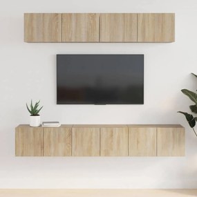 5 részes sonoma tölgy színű szerelt fa TV-szekrényszett