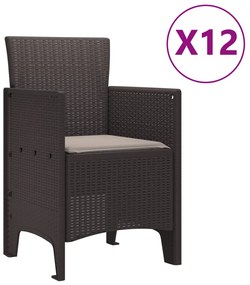 13 Darabos Kerti Étkezőgarnitúra Párnákkal Barna Poli Rattan