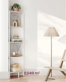 5 szintes sarokpolc, könyvespolc polirattan oldalakkal, 156x32x32 cm, zab bézs