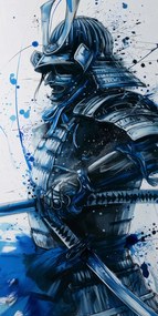 Poszter 50x100cm Szamuráj kékben